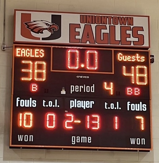 The Uniontown Lady Eagles lost 48-38 to Crest this evening at home in a Three Rivers League contest. The Eagles next game will be Friday, February 17 at St. Paul.