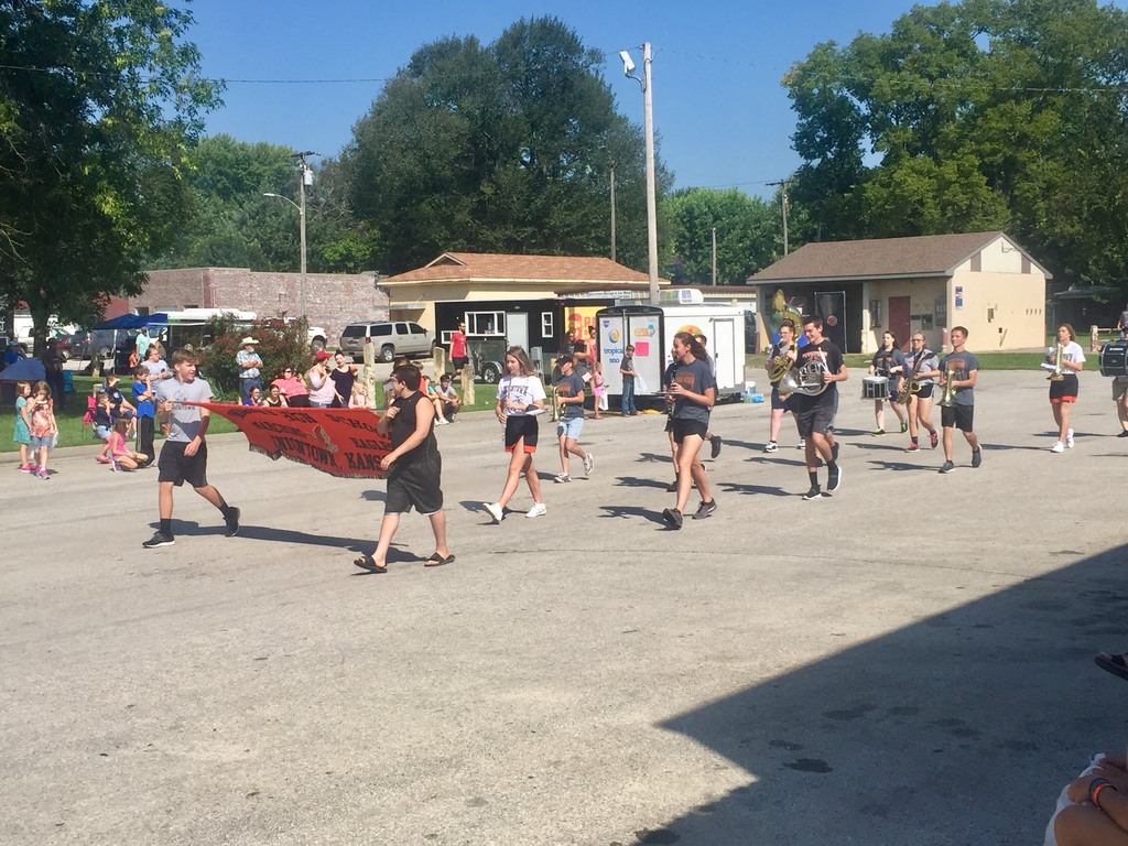 The HS Marching Band performs in the Old Settler's Day Parade.